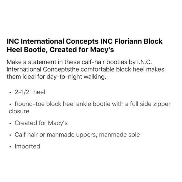 INC Floriann Block Heel Bootie, size 10M - Picture 15 of 16